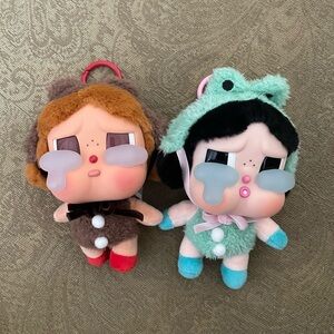 Pop mart cry baby crying again green brown bag charms new without packaging